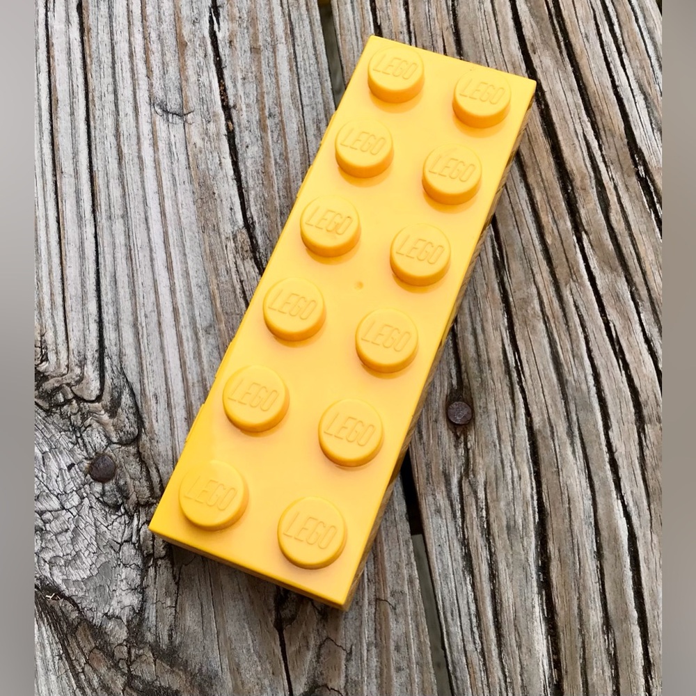 LEGO Yellow Building Block Shaped Pencil Case Pink Small Storage Box Container - Picture 7 of 13